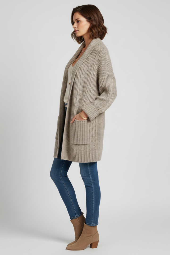 Brigitta | Women’s Cardigan with V Neck and Surface