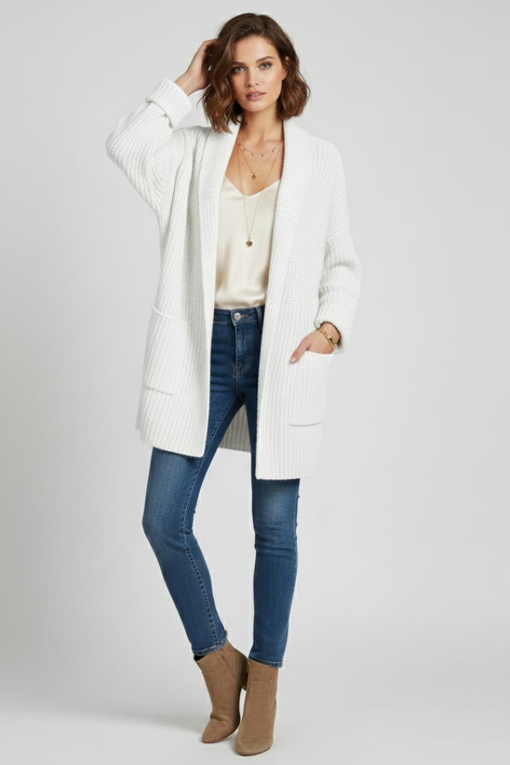 Brigitta | Women’s Cardigan with V Neck and Surface