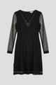 Cecilia | Women's Cocktail Dress with Sequined Sleeves and Plunging Neckline