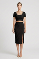 Fiora | Women's Crop Top and Maxi Skirt with Square Neck and Side Slit