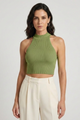 Clarice | Women's Crop Top with High Neck and Ribbed Surface