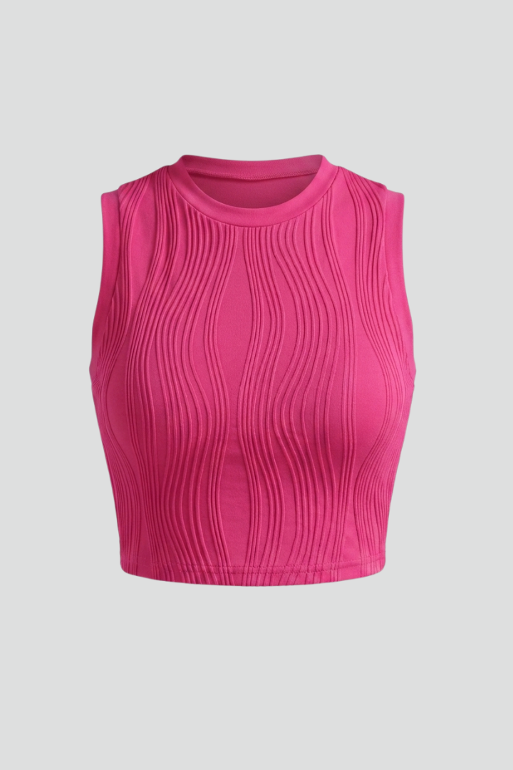 Clarice | Women's Crop Top with High Neck and Ribbed Surface