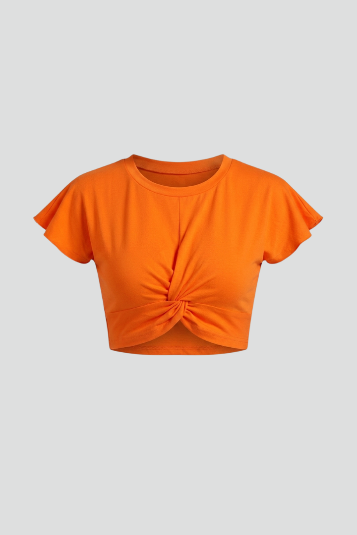 Brina | Women's Crop Top with Twist Front and Short Sleeves