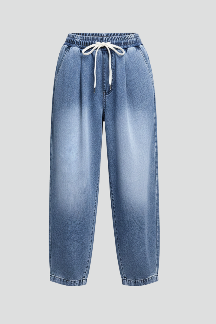 Bryony | Women's Cropped Trousers with Drawstring Waist and Pleats