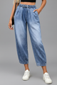 Bryony | Women's Cropped Trousers with Drawstring Waist and Pleats