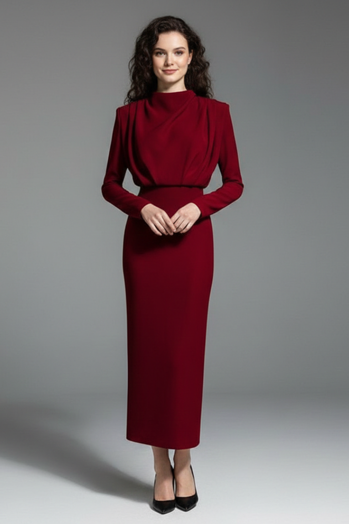 Lorna | Women's Dress with High Neckline and Long Sleeves