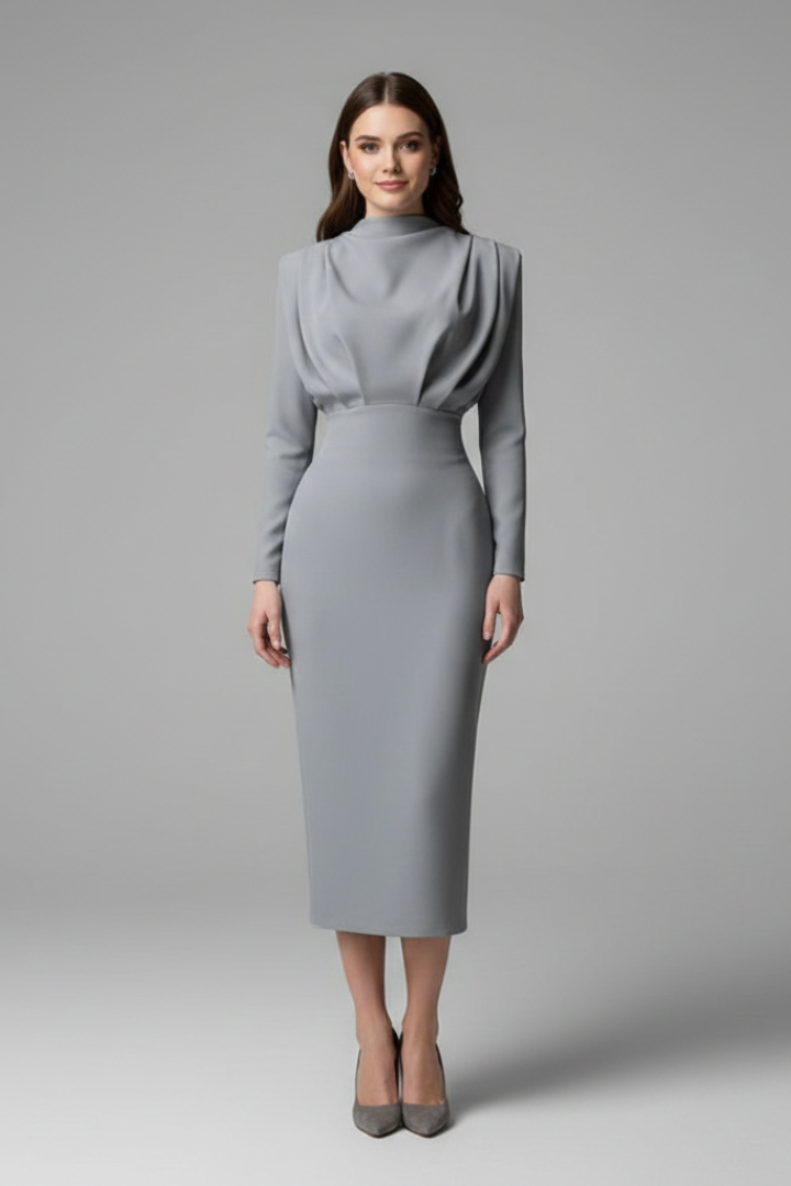 Lorna | Women's Dress with High Neckline and Long Sleeves