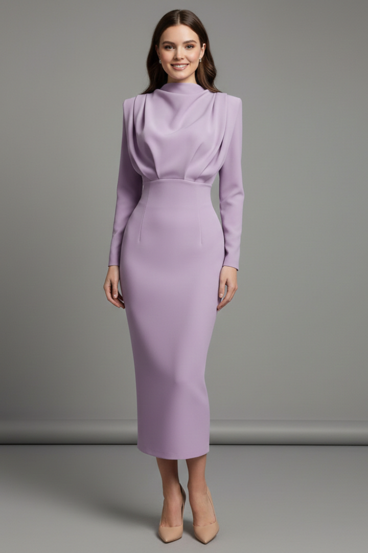 Lorna | Women's Dress with High Neckline and Long Sleeves