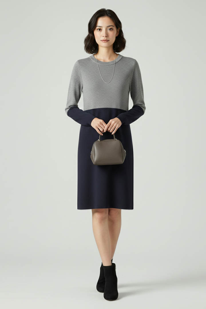 Olympia | Women's Dress with Long Sleeves and Structured Surface