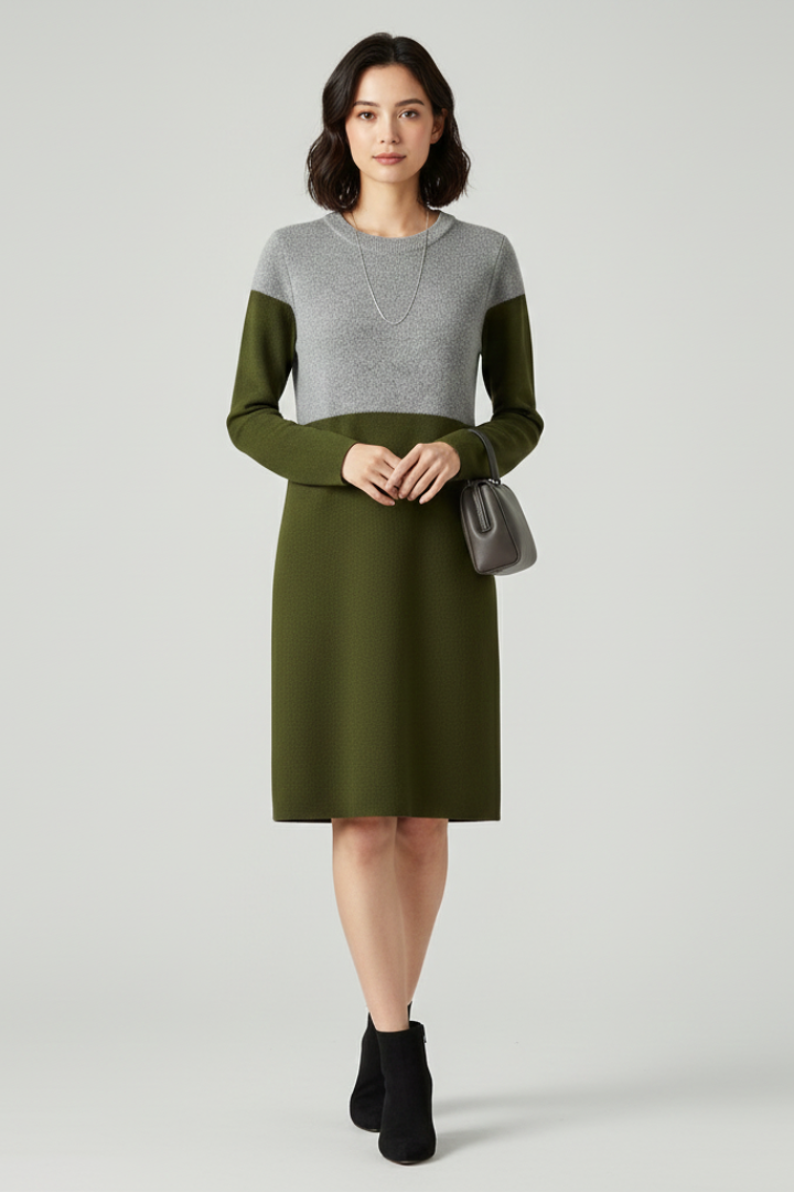 Olympia | Women's Dress with Long Sleeves and Structured Surface