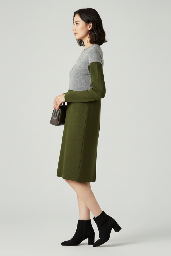 Olympia | Women's Dress with Long Sleeves and Structured Surface