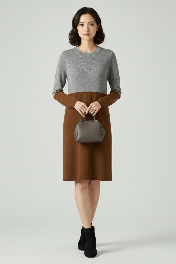 Olympia | Women's Dress with Long Sleeves and Structured Surface