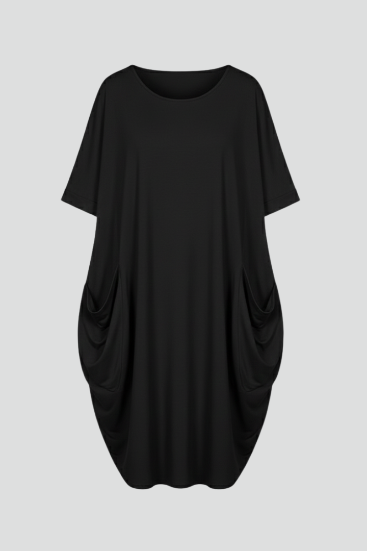 Pia | Women's Dress with Round Neck and Short Sleeves