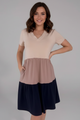 Lisbet | Women's Dress with Round Neckline and Colour-Block Panels