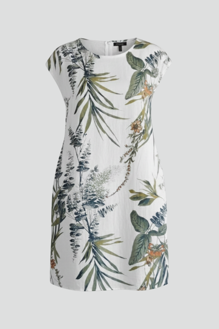 Mathilde | Women's Dress with Round Neckline and Printed Surface