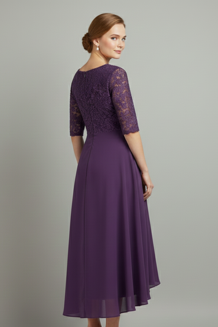 Norma | Women's Dress with Round Neckline and Short Sleeves