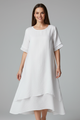 Pilar | Women's Dress with Round Neckline and Short Sleeves