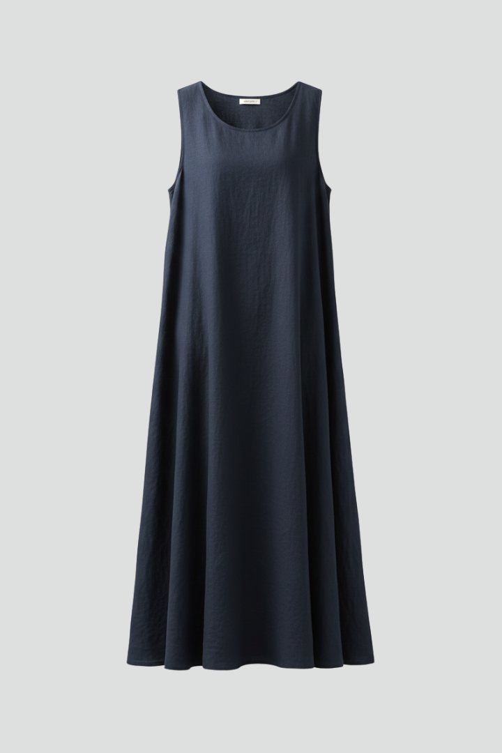 Oralie | Women's Dress with Round Neckline and Side Pockets