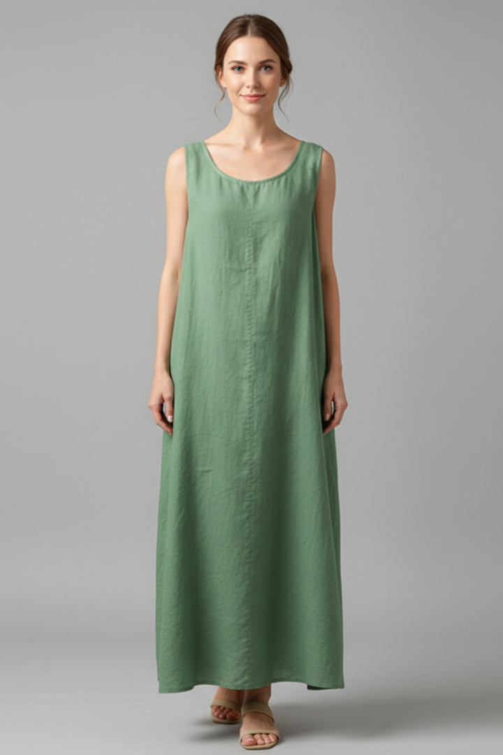 Oralie | Women's Dress with Round Neckline and Side Pockets