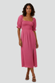 Placida | Women's Dress with Smocked Bodice and Side Slit
