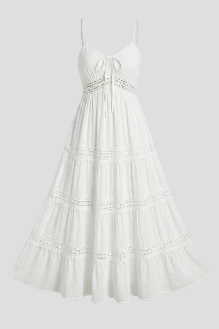 Paulina | Women's Dress with Spaghetti Straps and Tiered Skirt