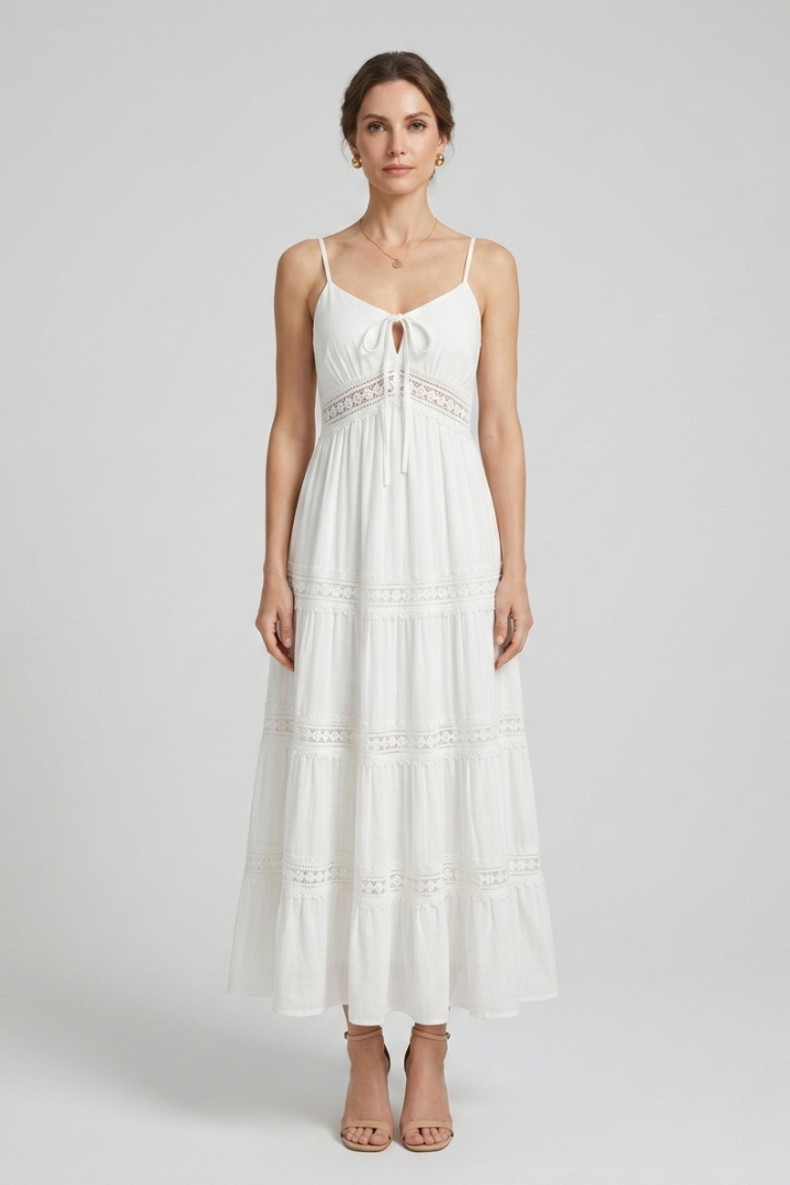 Paulina | Women's Dress with Spaghetti Straps and Tiered Skirt