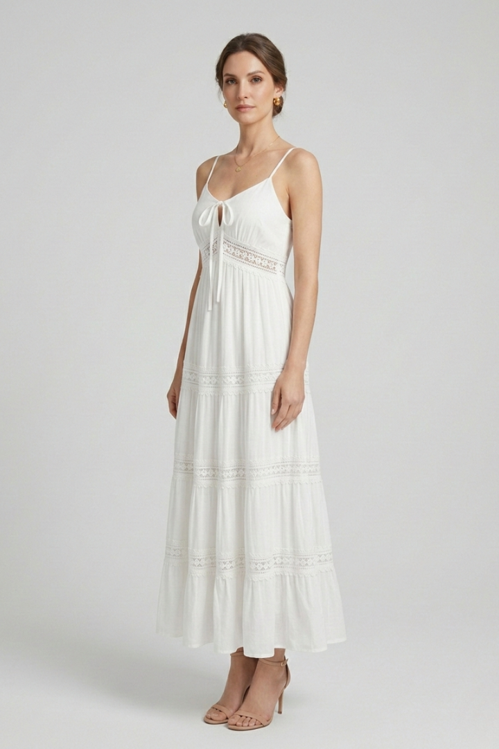 Paulina | Women's Dress with Spaghetti Straps and Tiered Skirt