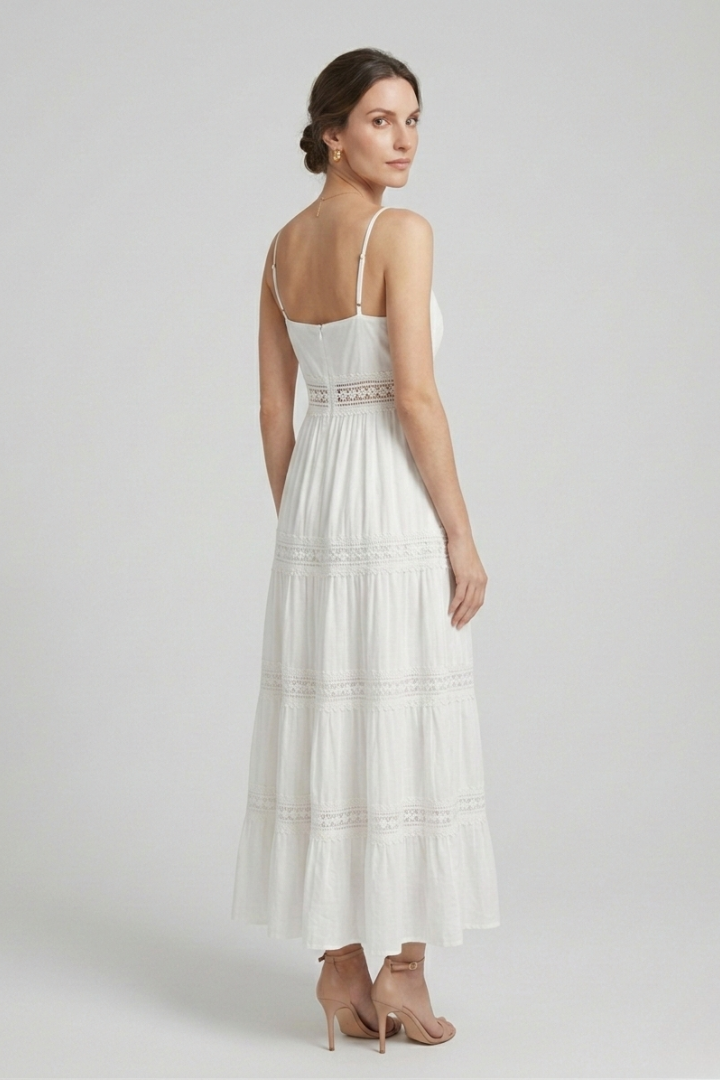 Paulina | Women's Dress with Spaghetti Straps and Tiered Skirt
