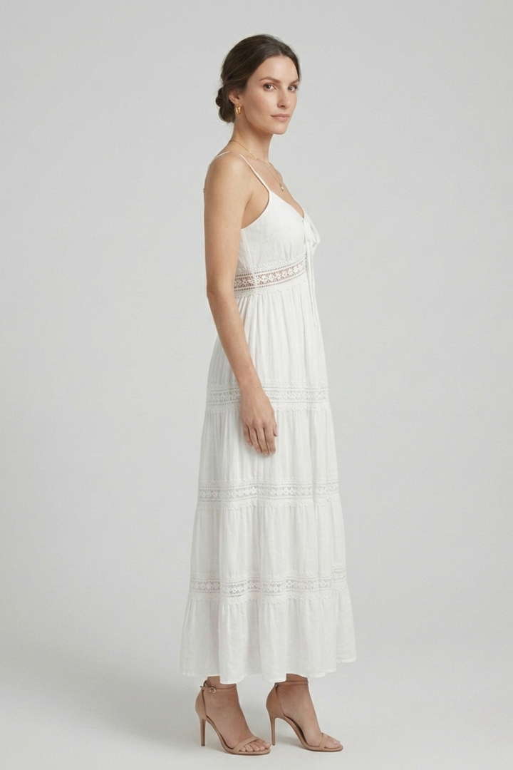 Paulina | Women's Dress with Spaghetti Straps and Tiered Skirt
