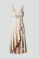 Olive | Women's Dress with V-Neck and Asymmetrical Hem