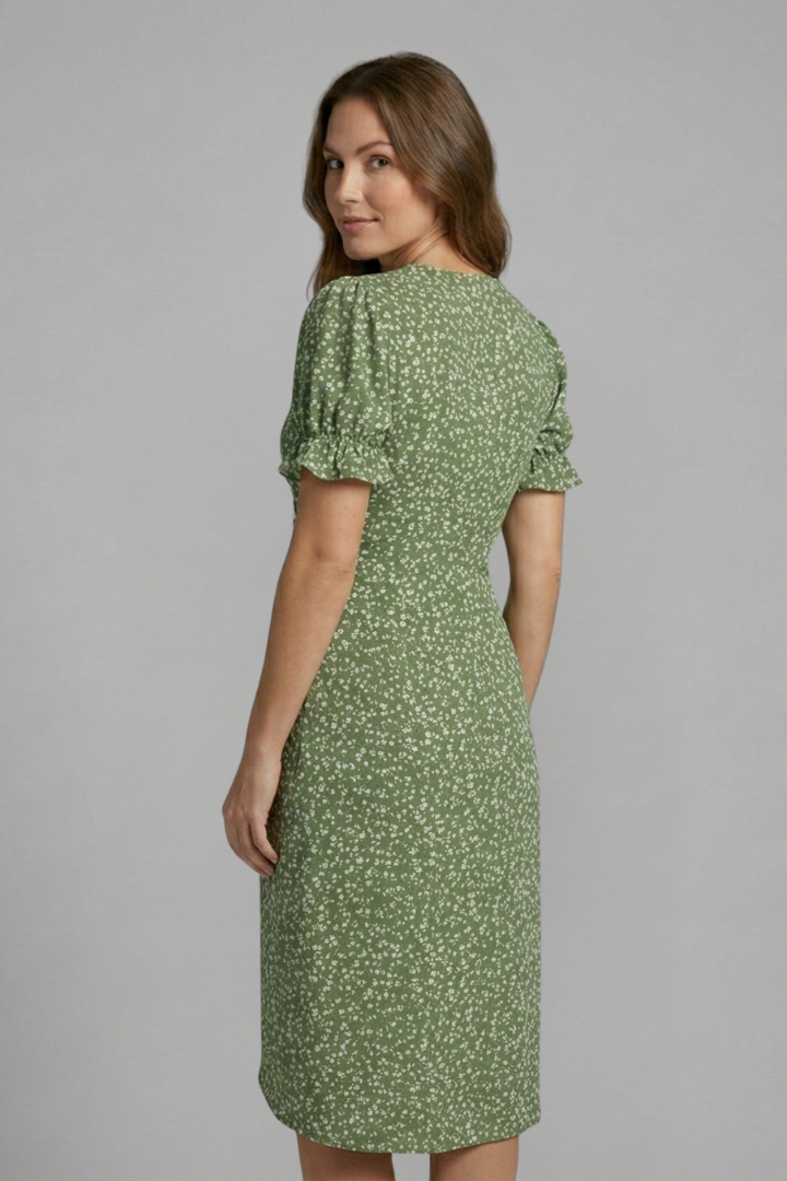 Peggy | Women's Dress with V-Neck and Button Front