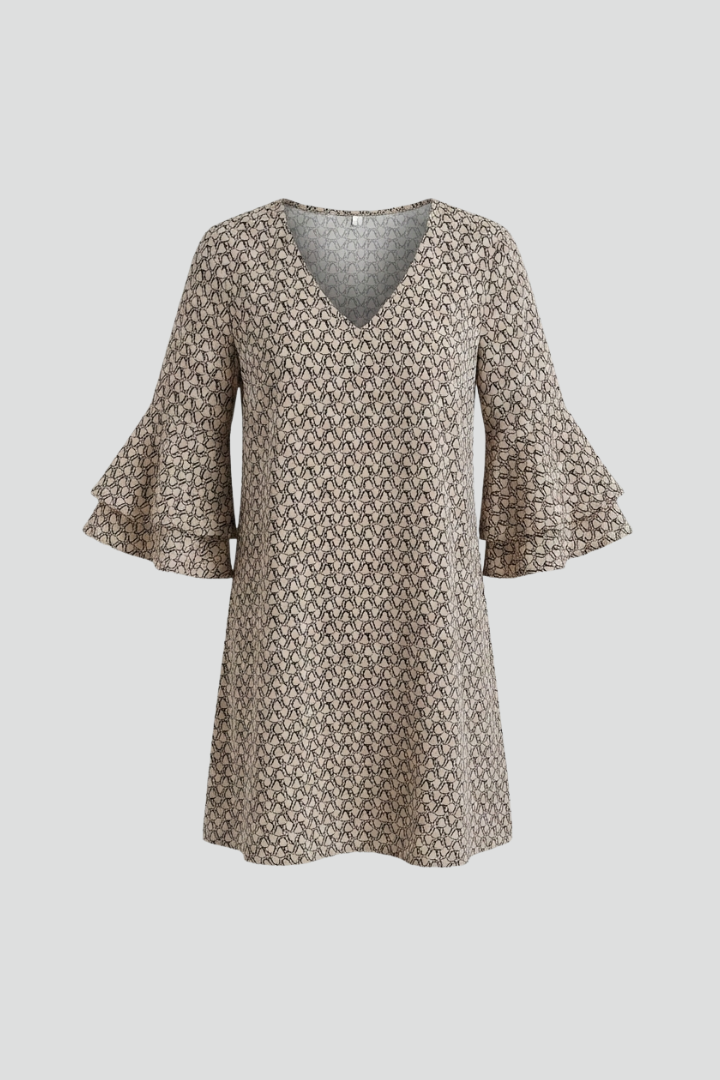 Lucetta | Women's Dress with V-Neck and Flared Sleeves