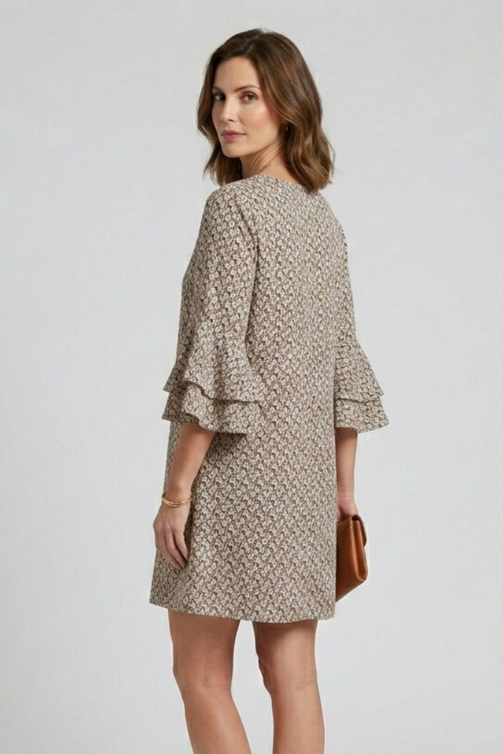 Lucetta | Women's Dress with V-Neck and Flared Sleeves
