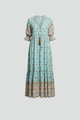 Quilla | Women's Dress with V-Neck and Patterned Surface