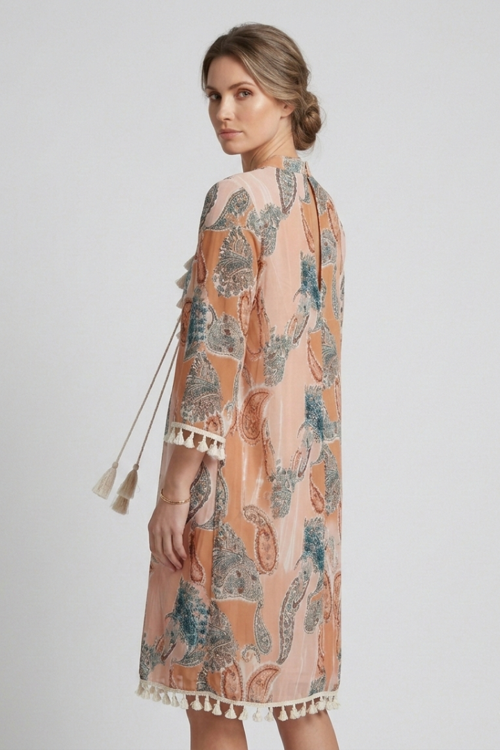 Lucilla | Women's Dress with V-Neck and Ruffle Trim