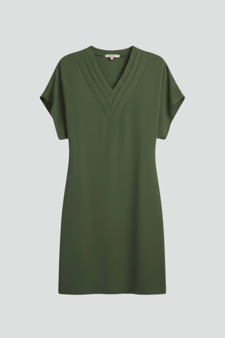 Merle | Women's Dress with V-Neck and Short Sleeves