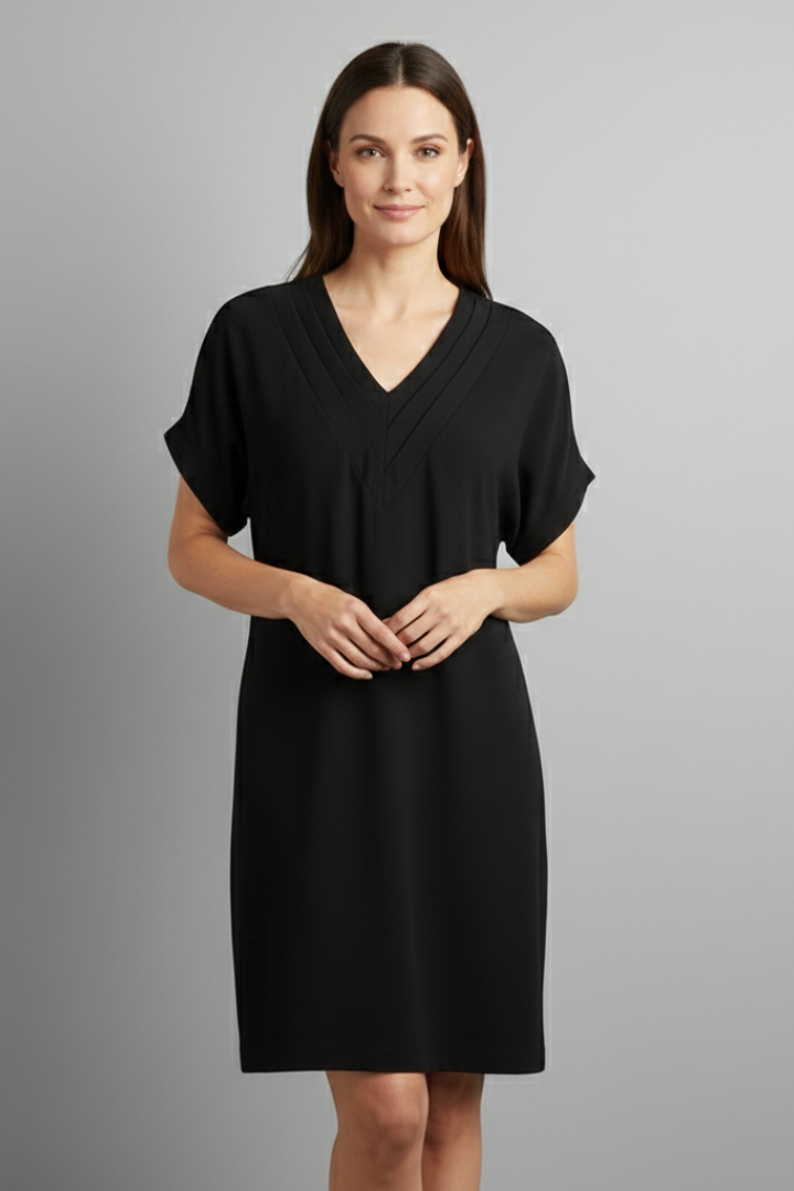 Merle | Women's Dress with V-Neck and Short Sleeves