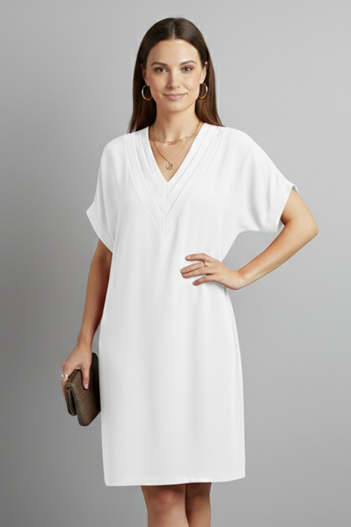 Merle | Women's Dress with V-Neck and Short Sleeves