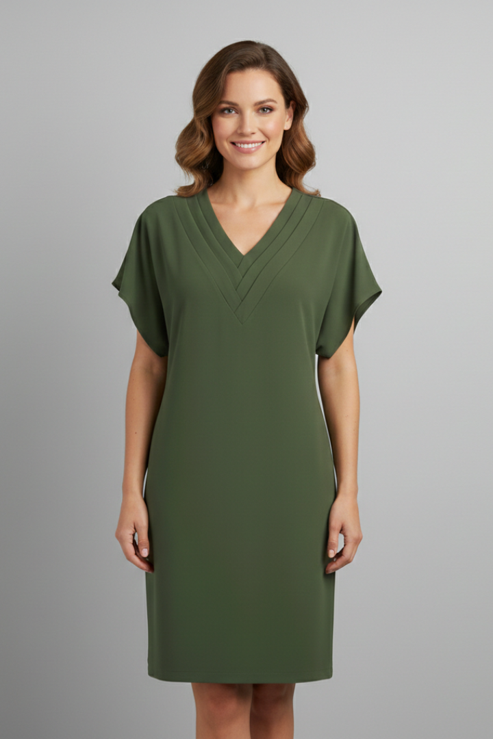 Merle | Women's Dress with V-Neck and Short Sleeves