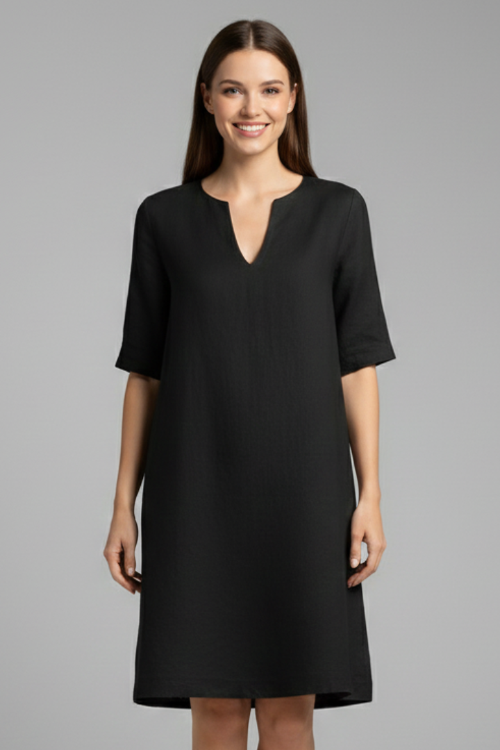 Muriel | Women's Dress with V-Neck and Three-Quarter Sleeves
