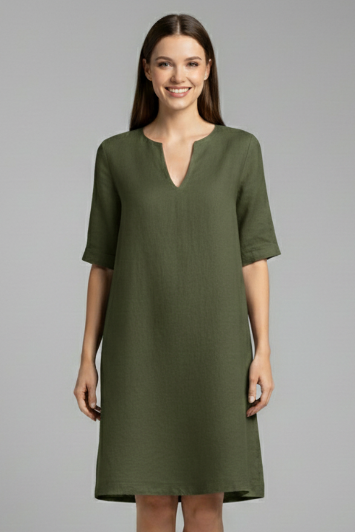Muriel | Women's Dress with V-Neck and Three-Quarter Sleeves