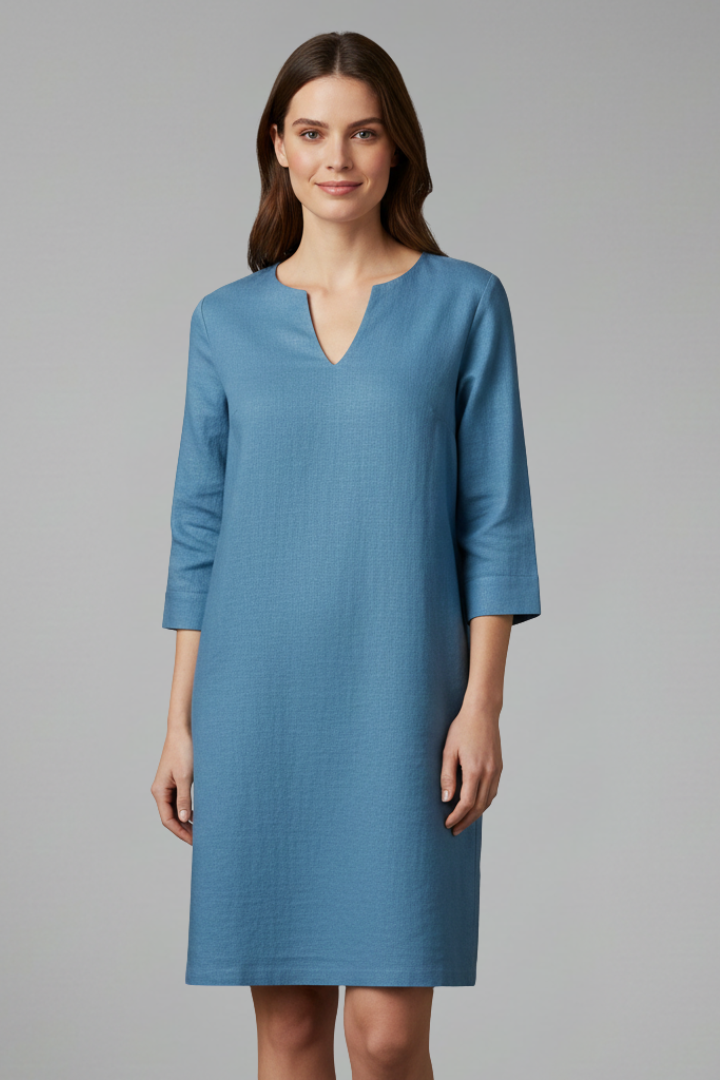 Muriel | Women's Dress with V-Neck and Three-Quarter Sleeves
