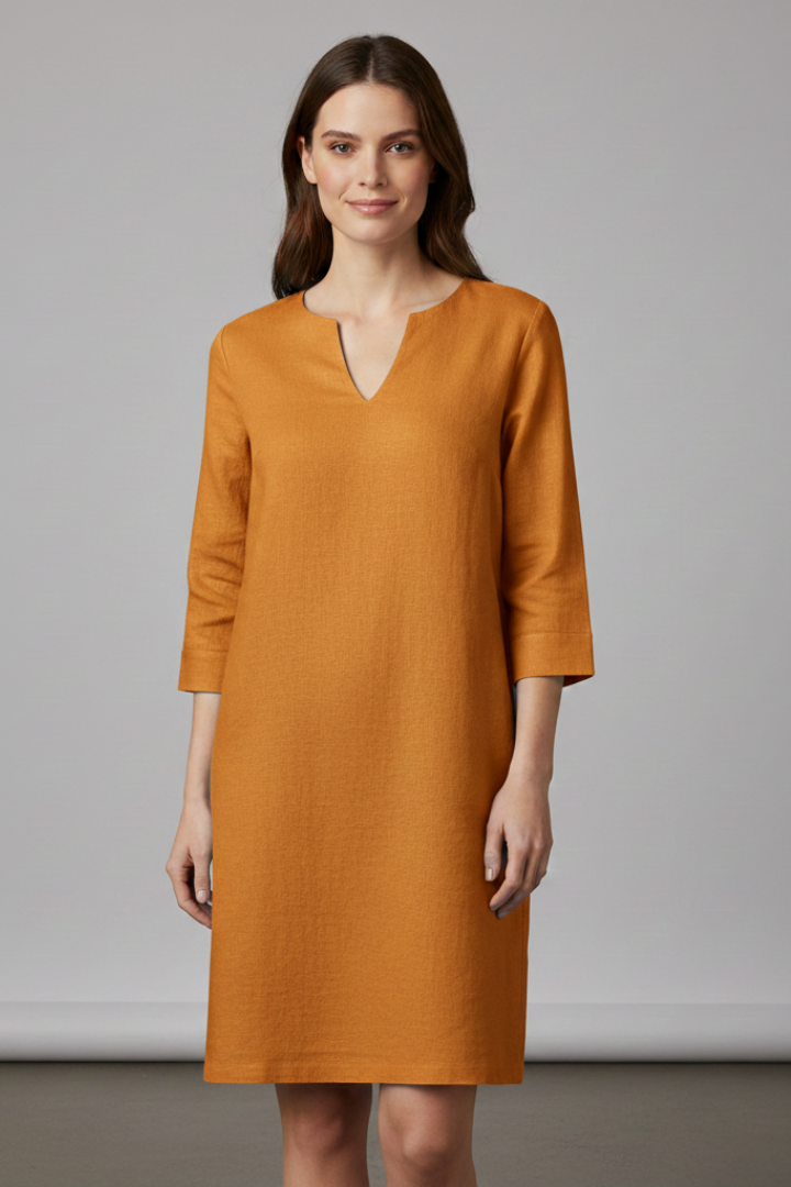 Muriel | Women's Dress with V-Neck and Three-Quarter Sleeves