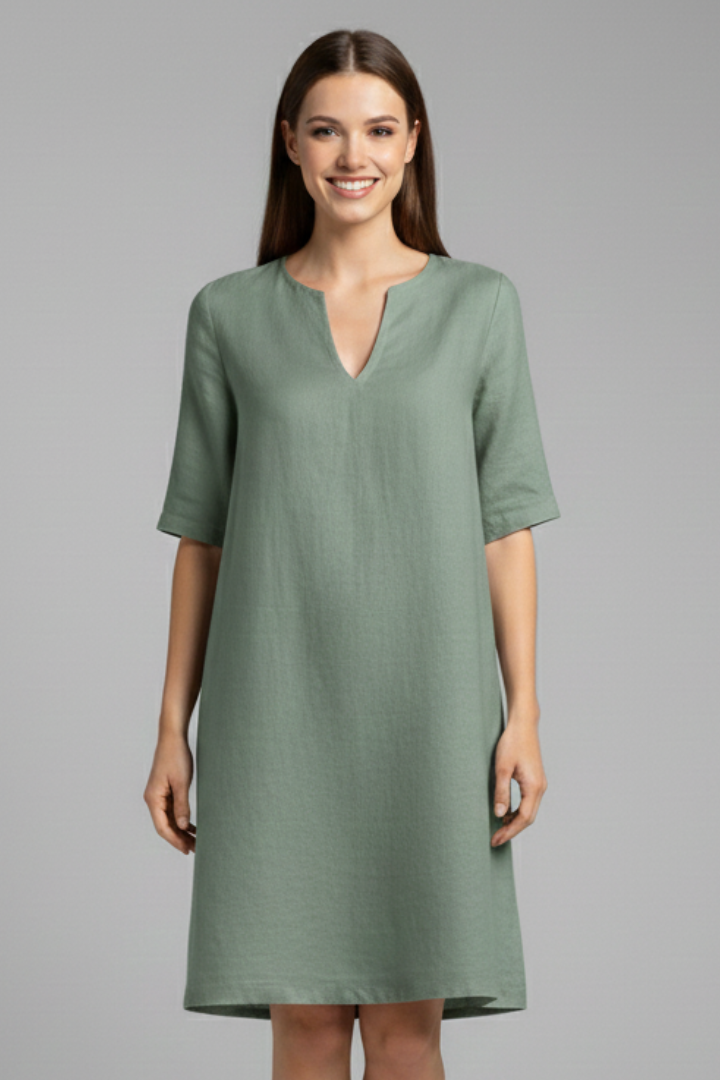 Muriel | Women's Dress with V-Neck and Three-Quarter Sleeves
