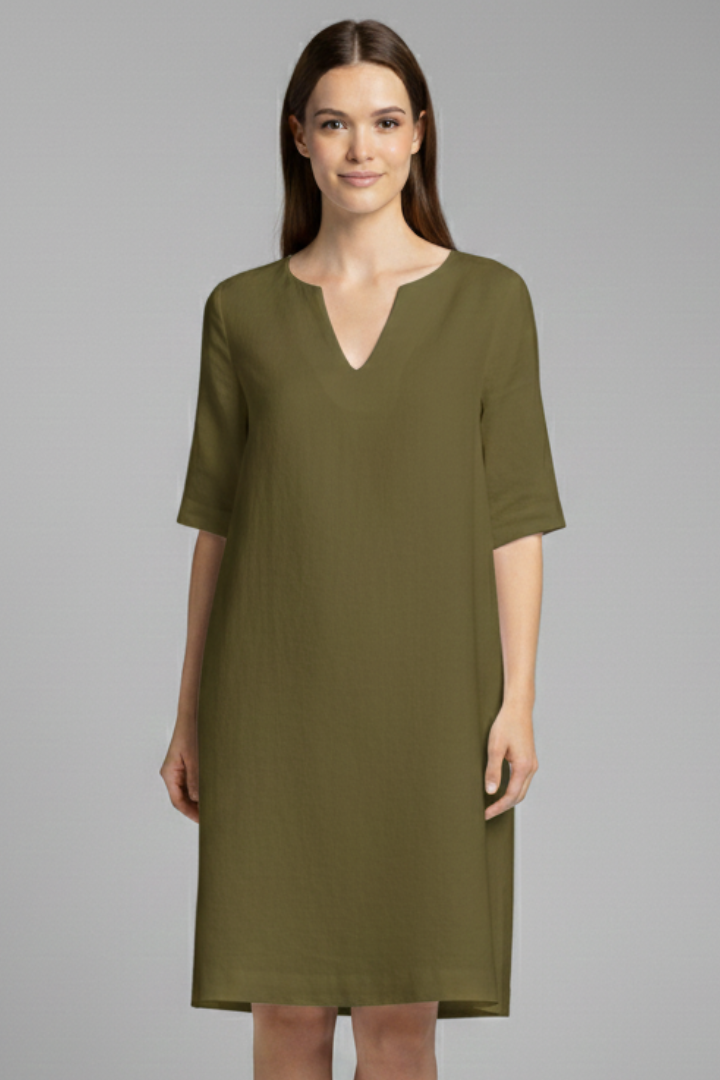 Muriel | Women's Dress with V-Neck and Three-Quarter Sleeves