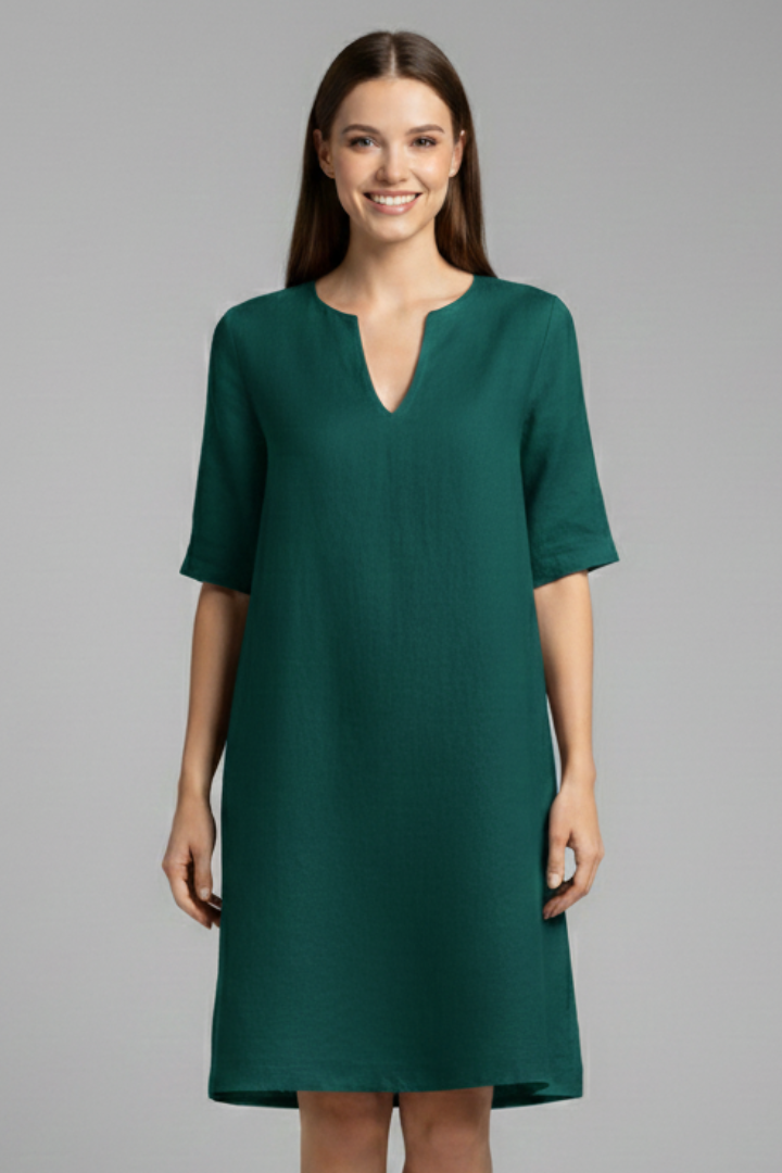 Muriel | Women's Dress with V-Neck and Three-Quarter Sleeves