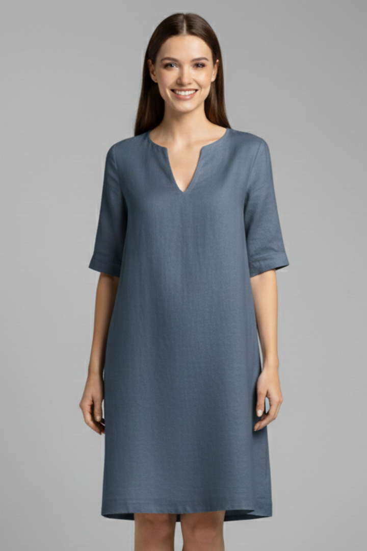 Muriel | Women's Dress with V-Neck and Three-Quarter Sleeves