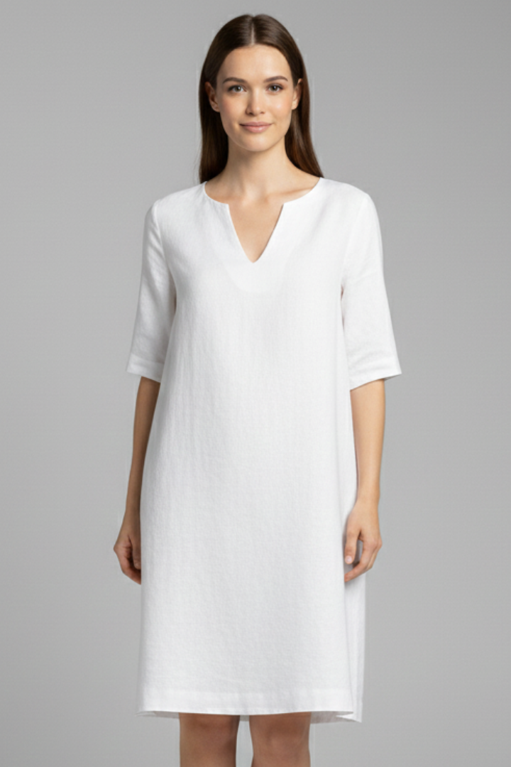 Muriel | Women's Dress with V-Neck and Three-Quarter Sleeves