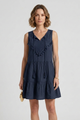 Lucasta | Women's Dress with V-Neck and Tiered Hem