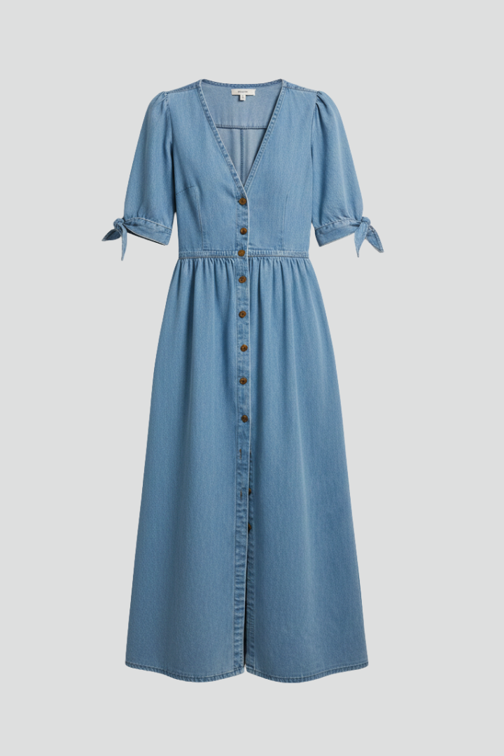 Renata | Women's Dress with V-Neckline and Button Placket